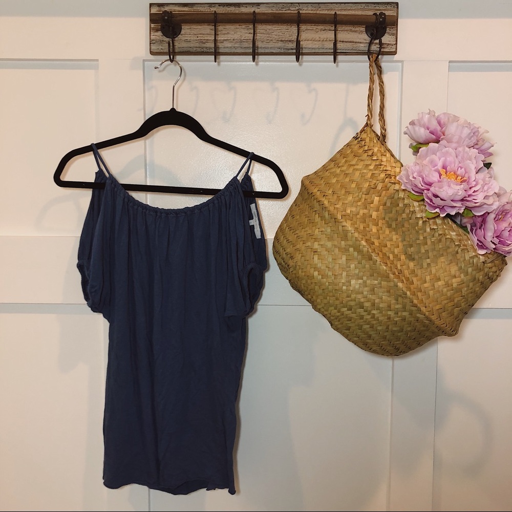 Rebecca Beeson Blue Cold Shoulder Top